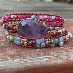 Handmade! Natural  Amethyst Stone Bracelet